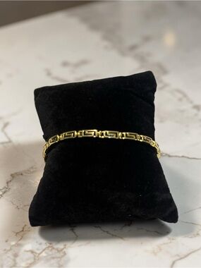 Gold Greek Key Link Bracelet